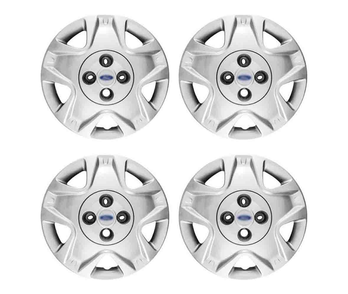 Jogo de Calotas Aro 14 Prata para Ford Fiesta Hatch e Sedan (2011-2012) - Design Moderno e Emblema Exclusivo