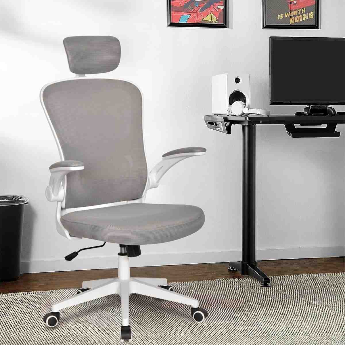 Cadeira Ergonômica de Escritório com Estofado Mesh Cinza - Conforto e Saúde para Longas Jornadas