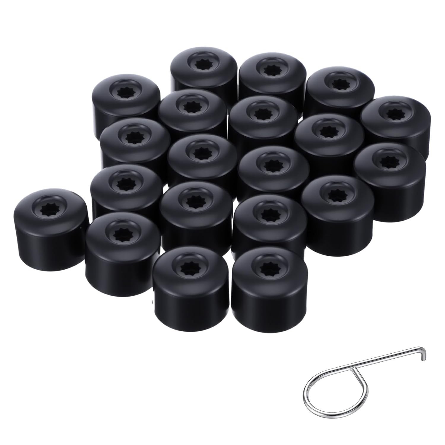 Kit 20 Tampas Porca Roda 17mm Universal Preta + Ferramenta Josojoou