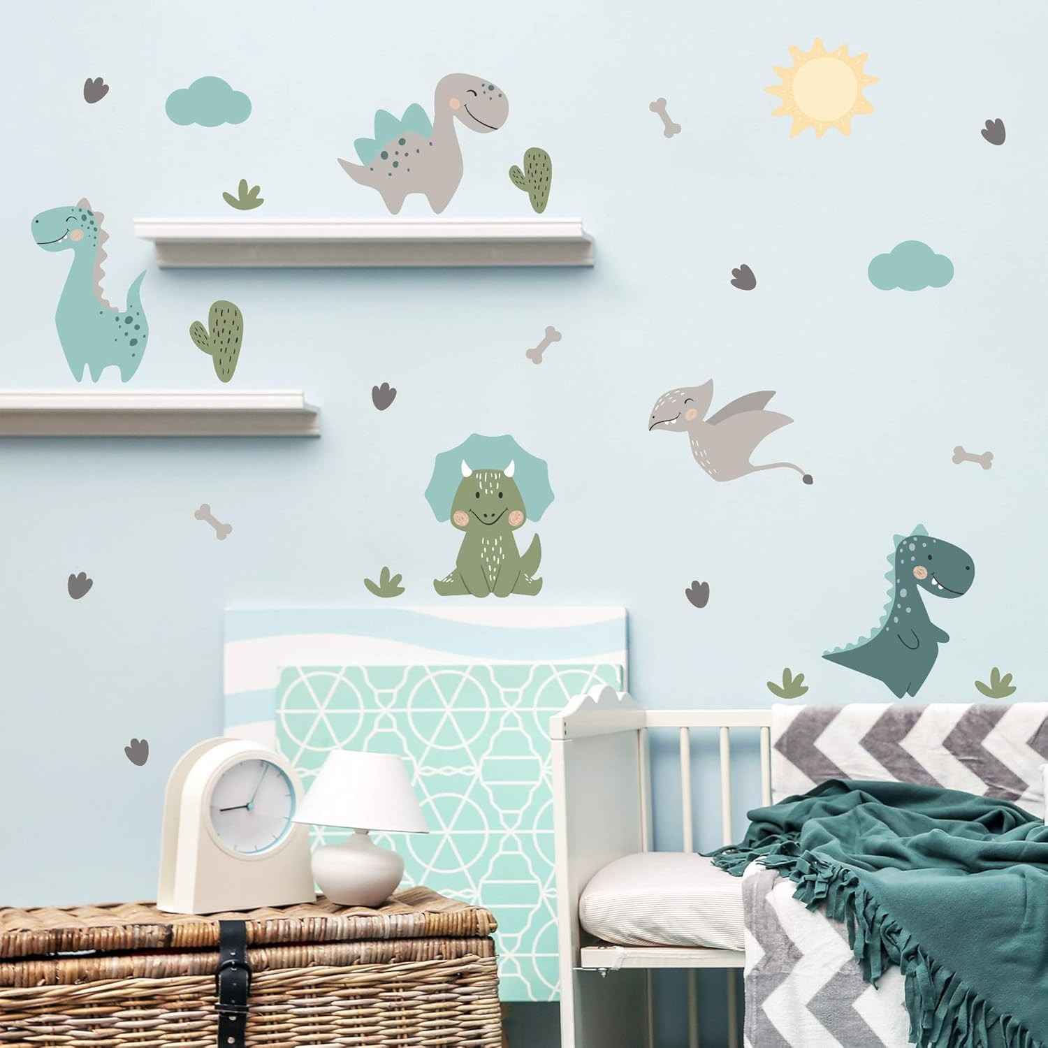 Adesivo de Parede Dinossauros Jurassic Baby - Kit Completo 1m² para Decoração Infantil