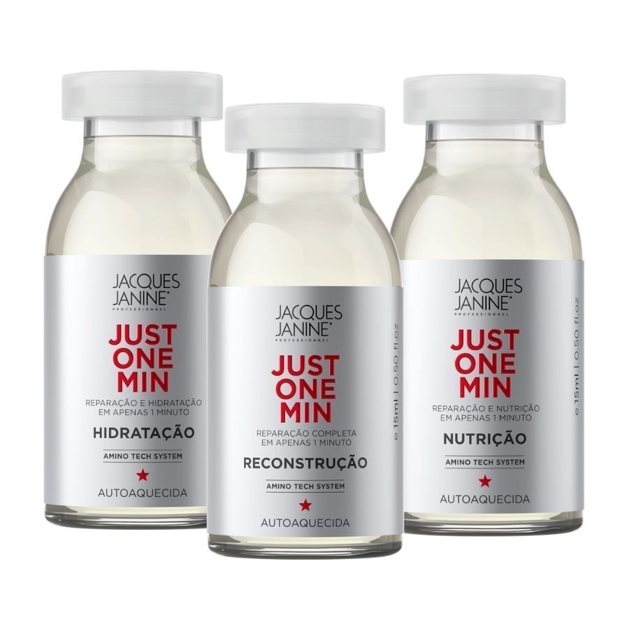 Just One Min: Kit 3 Ampolas para Cabelos Radiantes