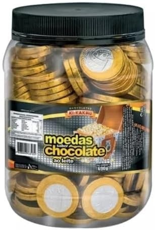 Moeda de Chocolate Ki-Kakau – Pote 690g com 200 Unidades em Média | Delicioso Chocolate ao Leite em Formato de Moeda