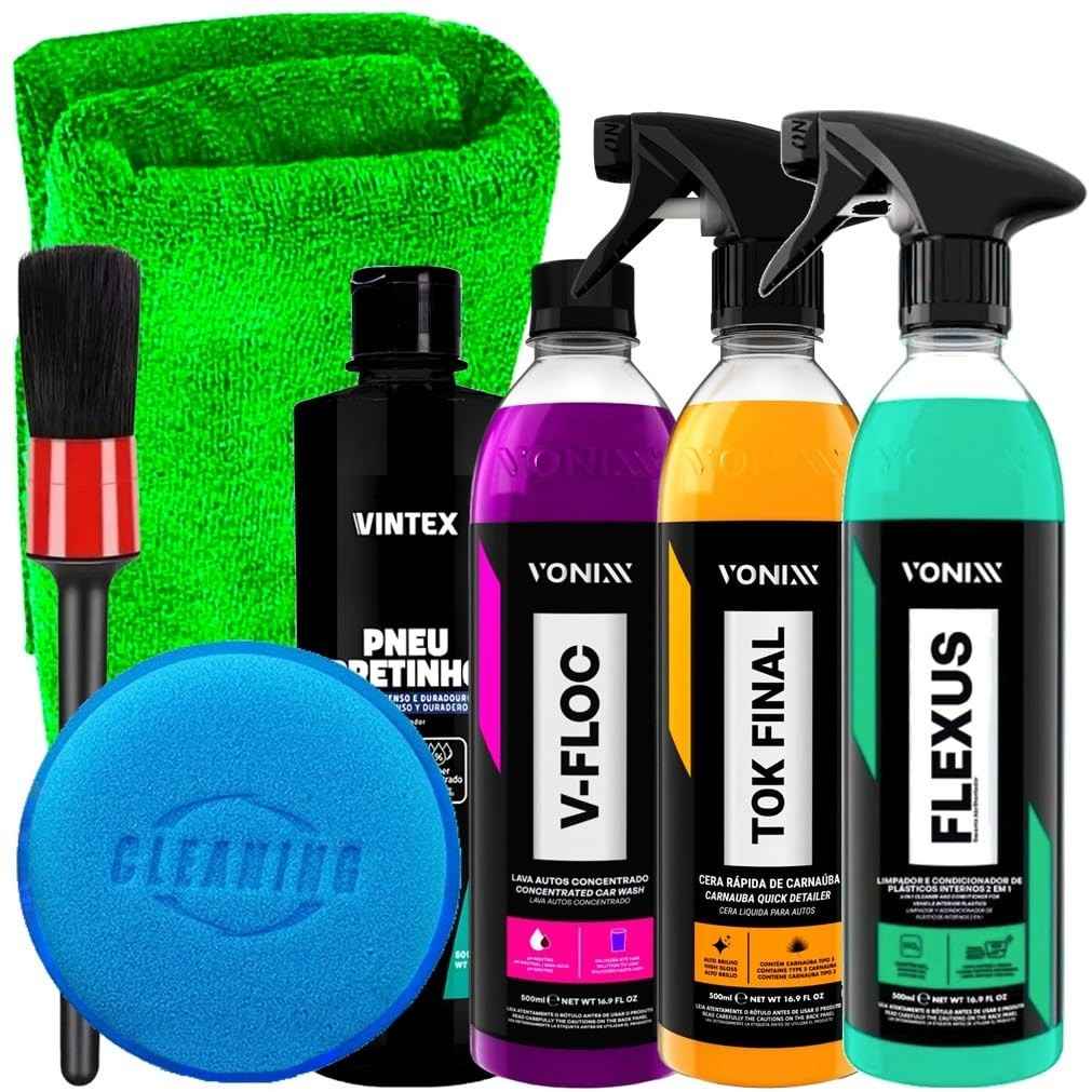 Kit Completo Vonixx & Vintex: Limpeza e Brilho Impecáveis para Seu Carro + Acessórios Karbox