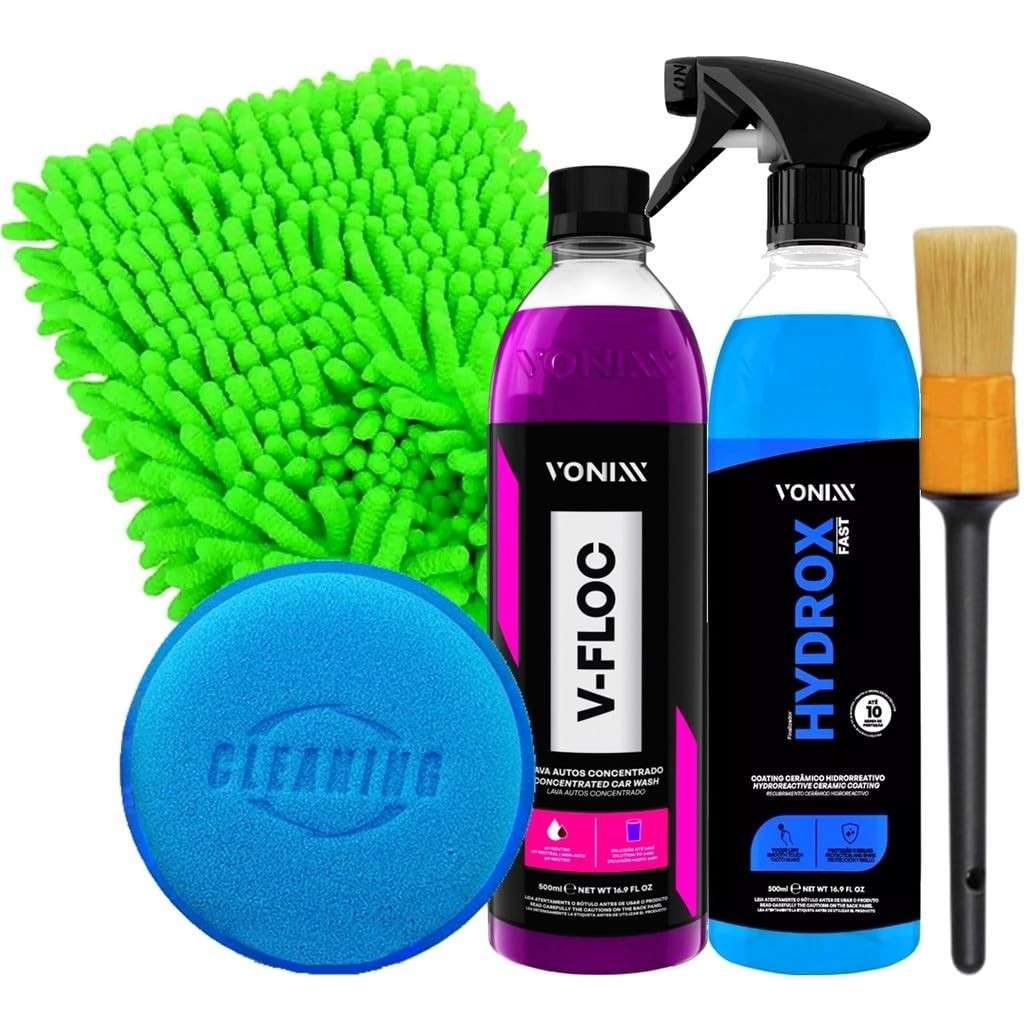 Kit Impecável: Hydrox Fast + V-Floc Vonixx + Acessórios Karbox para Detalhamento Automotivo
