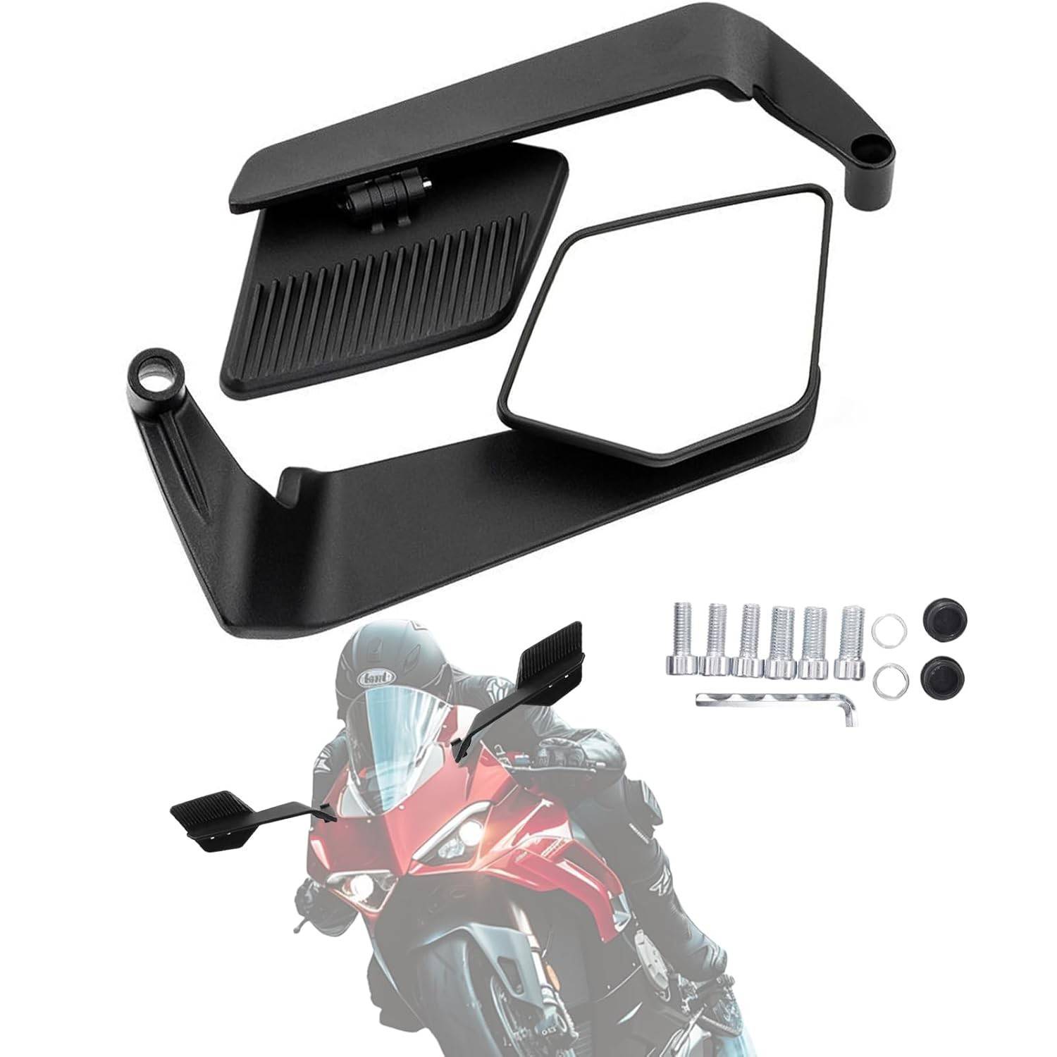 Espelhos Universais Asa 180° para Moto: Estilo e Segurança para Yamaha, Honda, Kawasaki e Mais