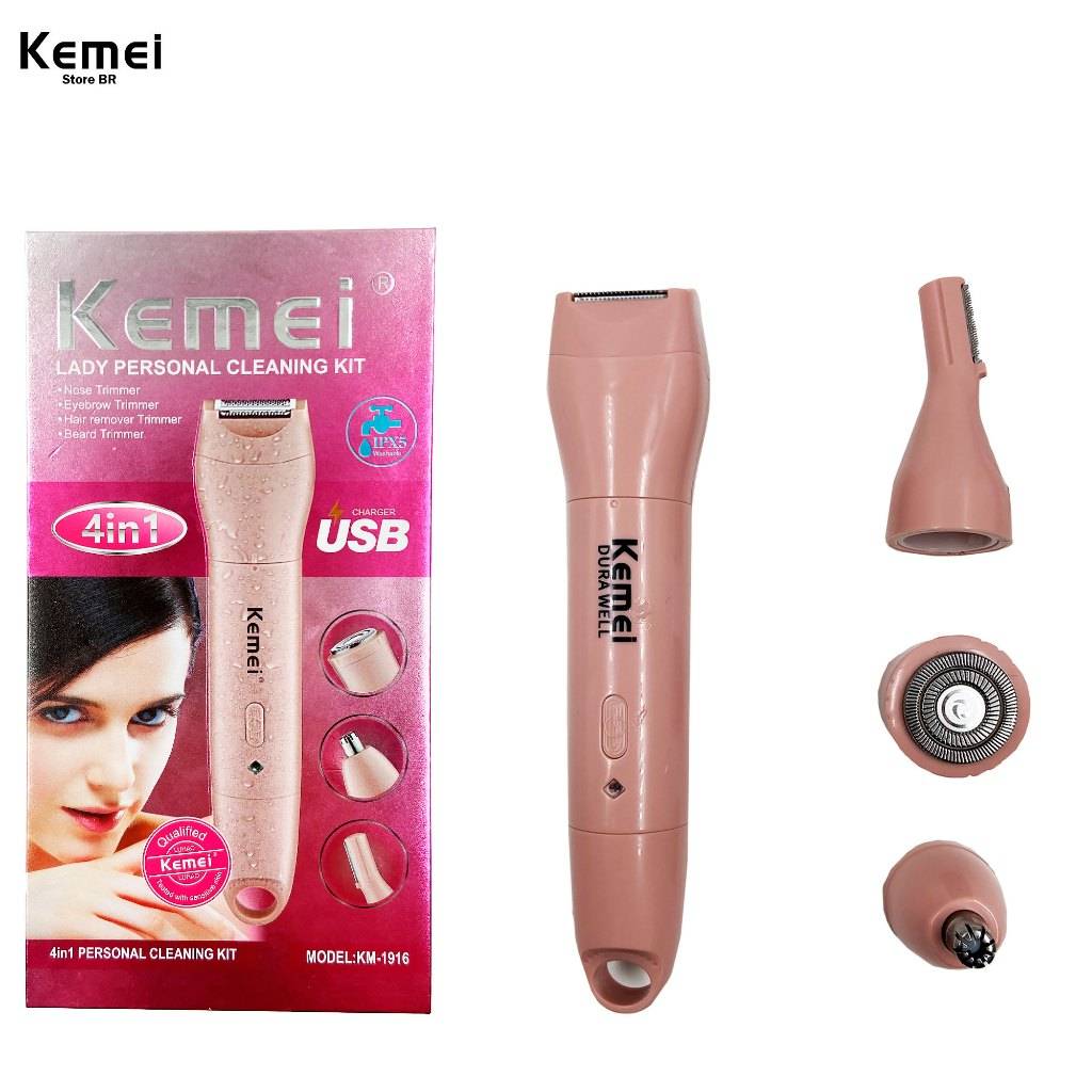 Kemei 1916: Depilador 4 em 1 para Pele Lisa