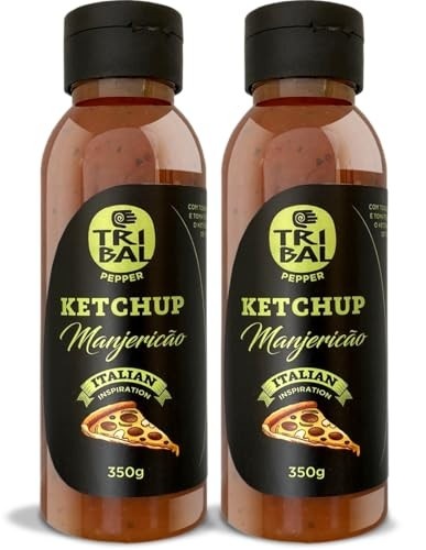 Ketchup com Manjericão, mini pedacinhos dos Ingredientes Naturais, Embalagem de 2 Unidades de 350g