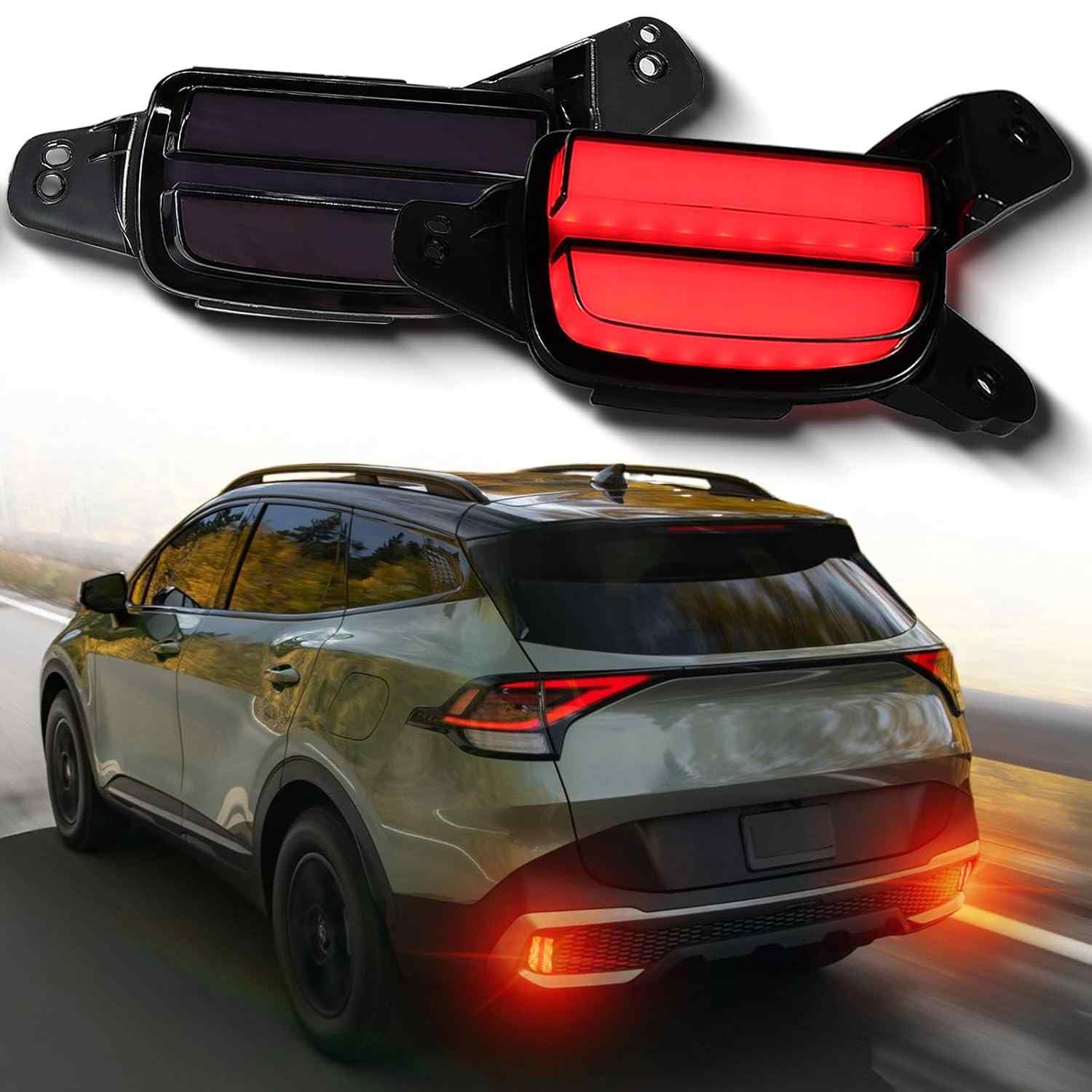 Luz de Neblina LED Sequencial para Kia Sportage 2023-2025 X-Pro Prestige: DRL, Seta e Freio