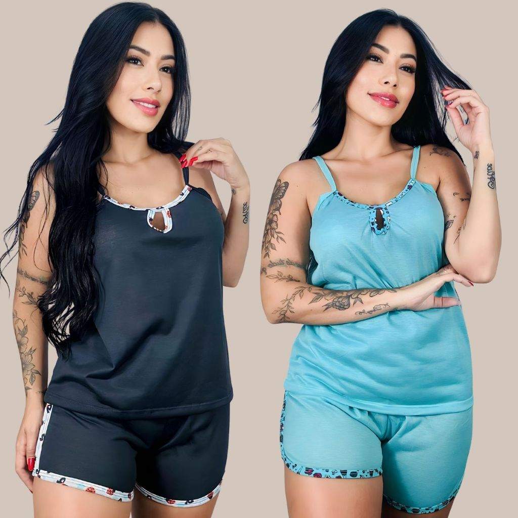 Kit 02 Pijama Feminino Short Doll: Conforto e Estilo para Noites Relaxantes