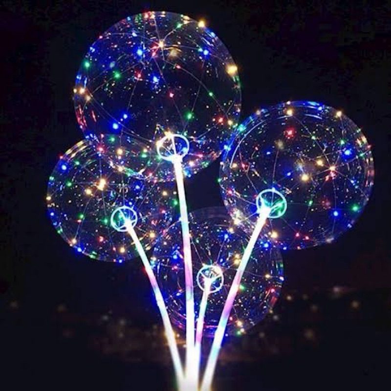 Kit 10 Balões LED Bobo Balloon 24" com Luz Colorida e Suporte