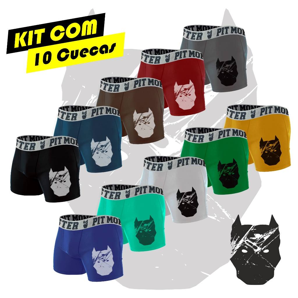 Kit 10 Cuecas Boxer Pitmonster: Conforto Total!