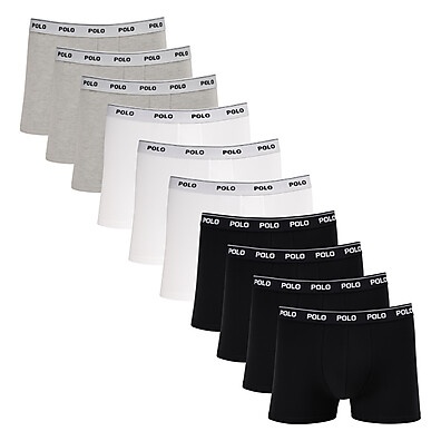 Kit 10 Cuecas Boxer Polo 781 Algodão Sortido