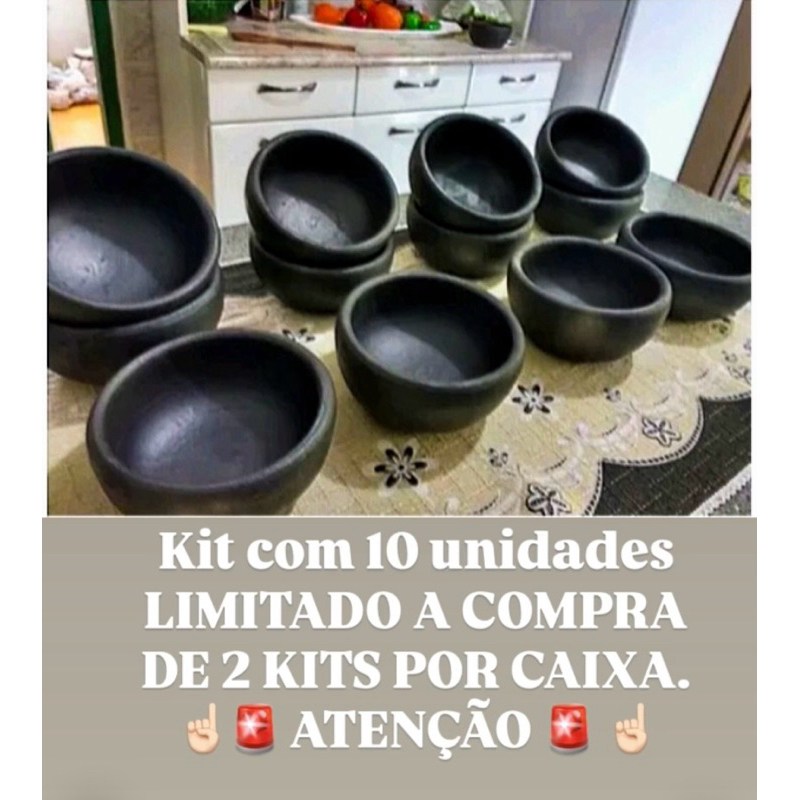 Kit 10 Cumbucas de Cerâmica 300ml - Cor Única para Caldos e Sopas