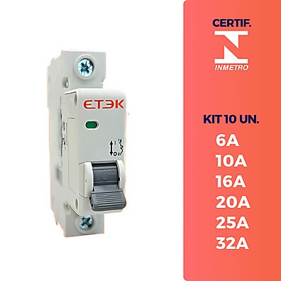 Kit 10 Disjuntores Etek 6A a 32A – Segurança e Controle na Sua Instalação