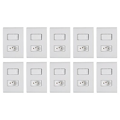 Kit 10 Interruptores com Tomada Tramontina Branco – Acabamento Perfeito