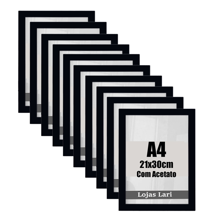 Kit 10 Molduras A4 21x30 com Acetato Premium – Ideal para Certificados