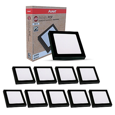 Kit 10 Painéis LED Plafon Pop Sobrepor 24W 4000K – Iluminação Moderna e Eficiente