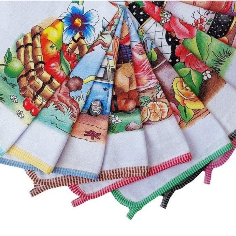 Kit 10 Panos de Prato Estampados Viés Alta Qualidade – Cozinha Moderna e Prática