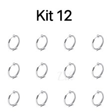Kit 12 Brincos de Pressão Prata Aço Inox Fáceis de Usar para Homens e Mulheres