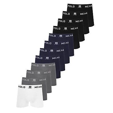 Kit 12 Cuecas Boxer Masculinas em Microfibra – Polo Wear