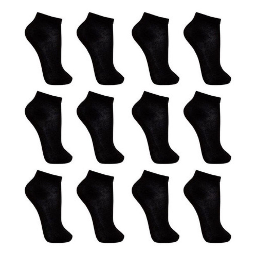 Kit 12 Pares Meias Masculinas Pretas Cano Curto 38-44 ENVIO 24H