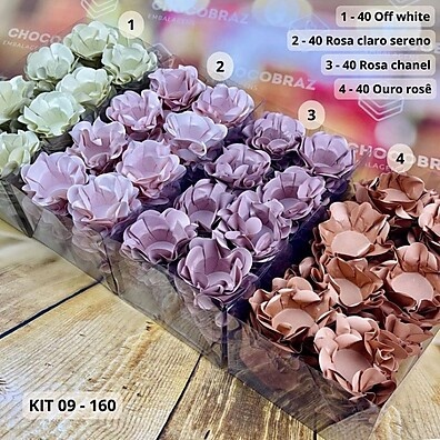 KIT 160 Forminhas Para Doces Finos – Rosa Chá, Sereno, Ouro Rosé e Off White