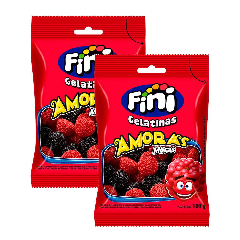 Kit 2 Balas de Gelatina Fini Amoras 100g: Sabor Intenso e Diversão
