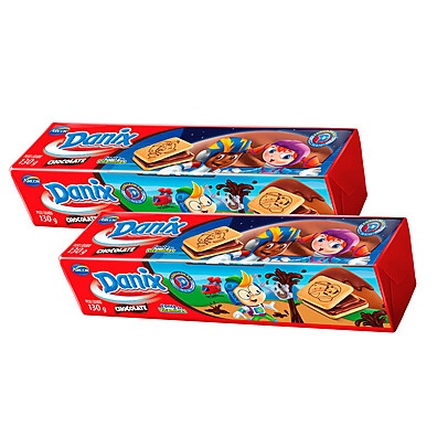 Kit 2 Biscoitos Danix Smurfs Chocolate 130g