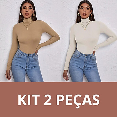 KIT 2 Blusas Cacharrel Suplex Térmica Gola Alta