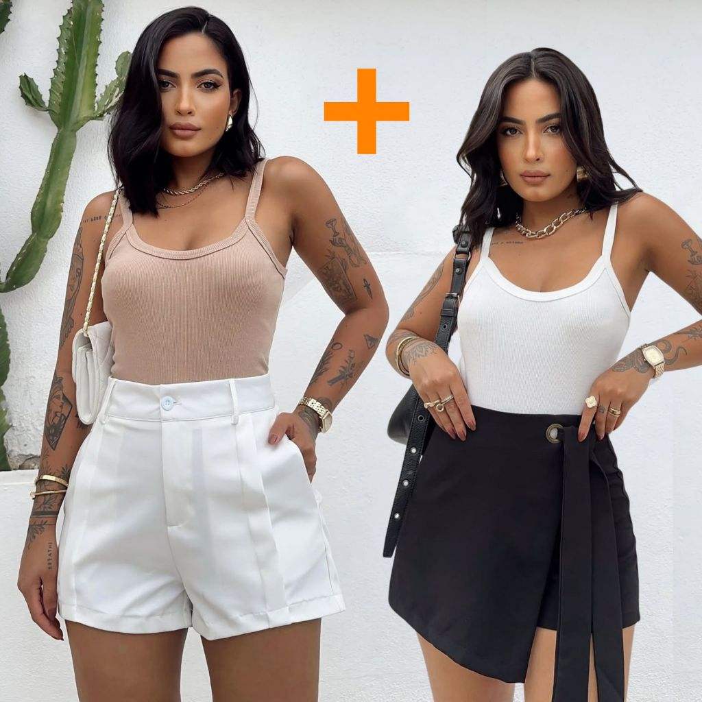 Kit 2 Blusas Femininas Regata Ribana Canelada – Promoção Imperdível!