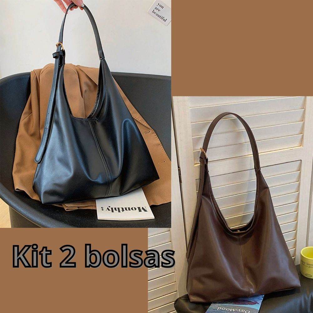 Kit 2 Bolsas Femininas Sacola Grande Estilo Tote Bag