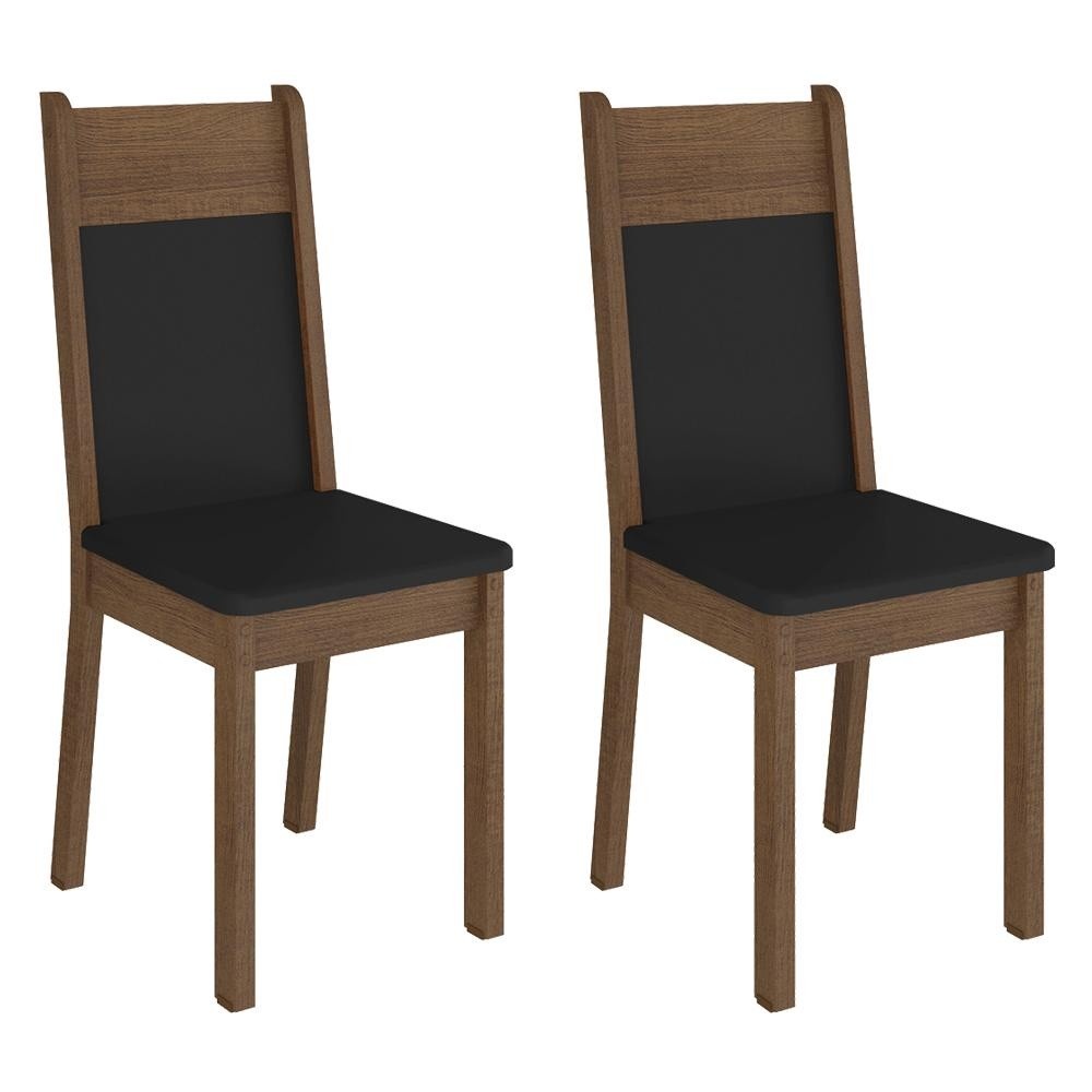 Kit 2 Cadeiras de Jantar Madesa: Rustic/Preto