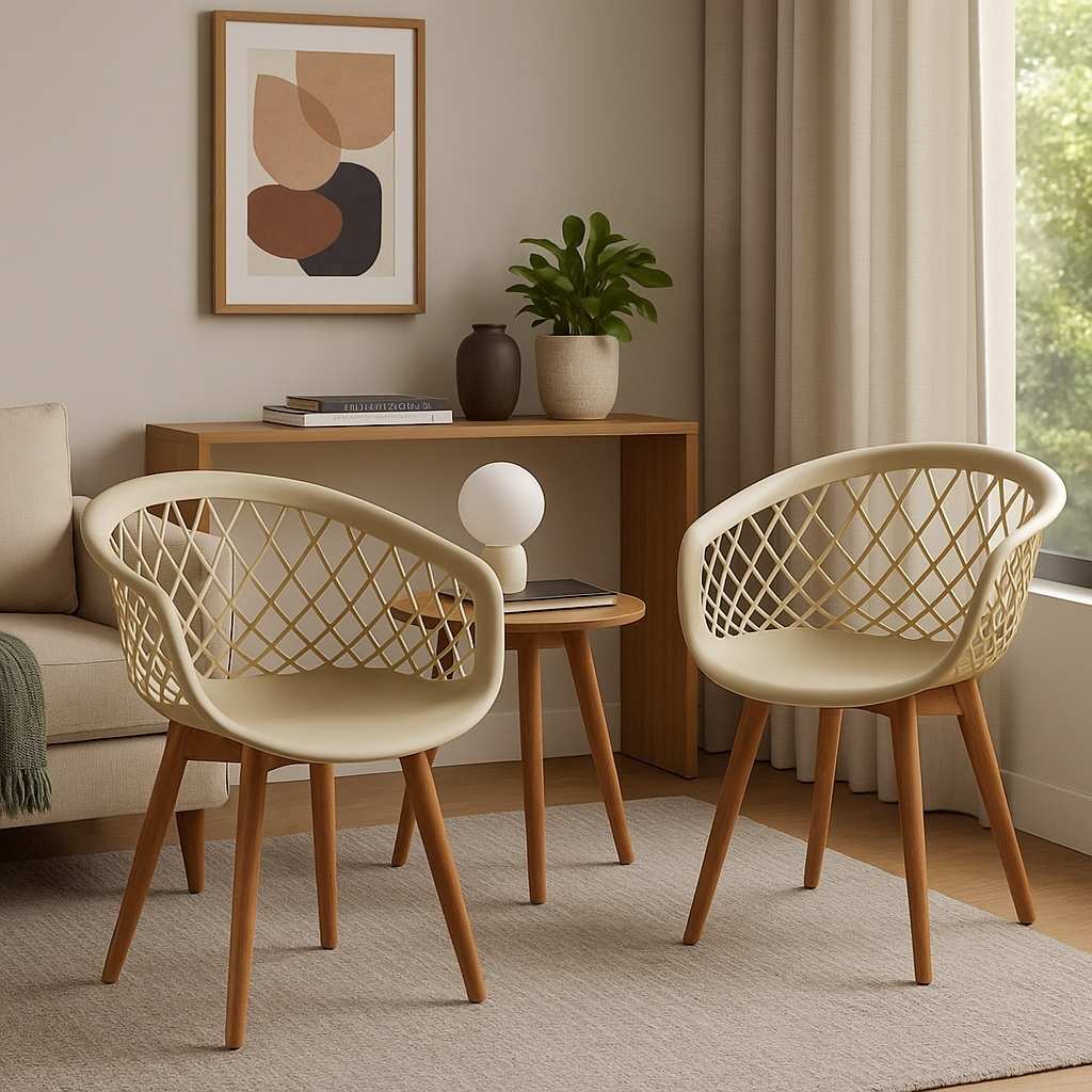 Kit 2 Cadeiras Web Wood – Design Moderno e Conforto para Sua Casa