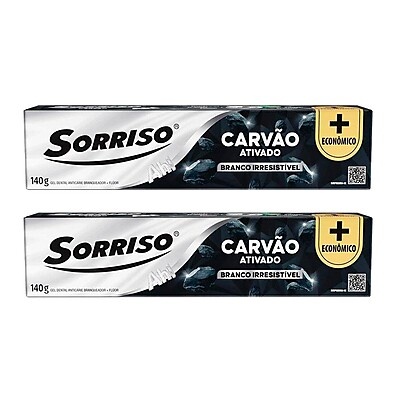 Kit 2 Creme Dental Sorriso Carvão 140g – Hálito Mais Branco e Refrescante