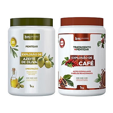 Kit 2 Cremes de Pentear com Azeite de Oliva e Café para Cachos 1kg: Nutrição Intensa e Crescimento Saudável