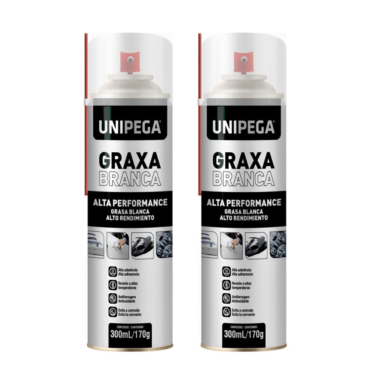 Kit 2 Graxa Em Spray de Alta Performance - Lubrificação Branca 300ml