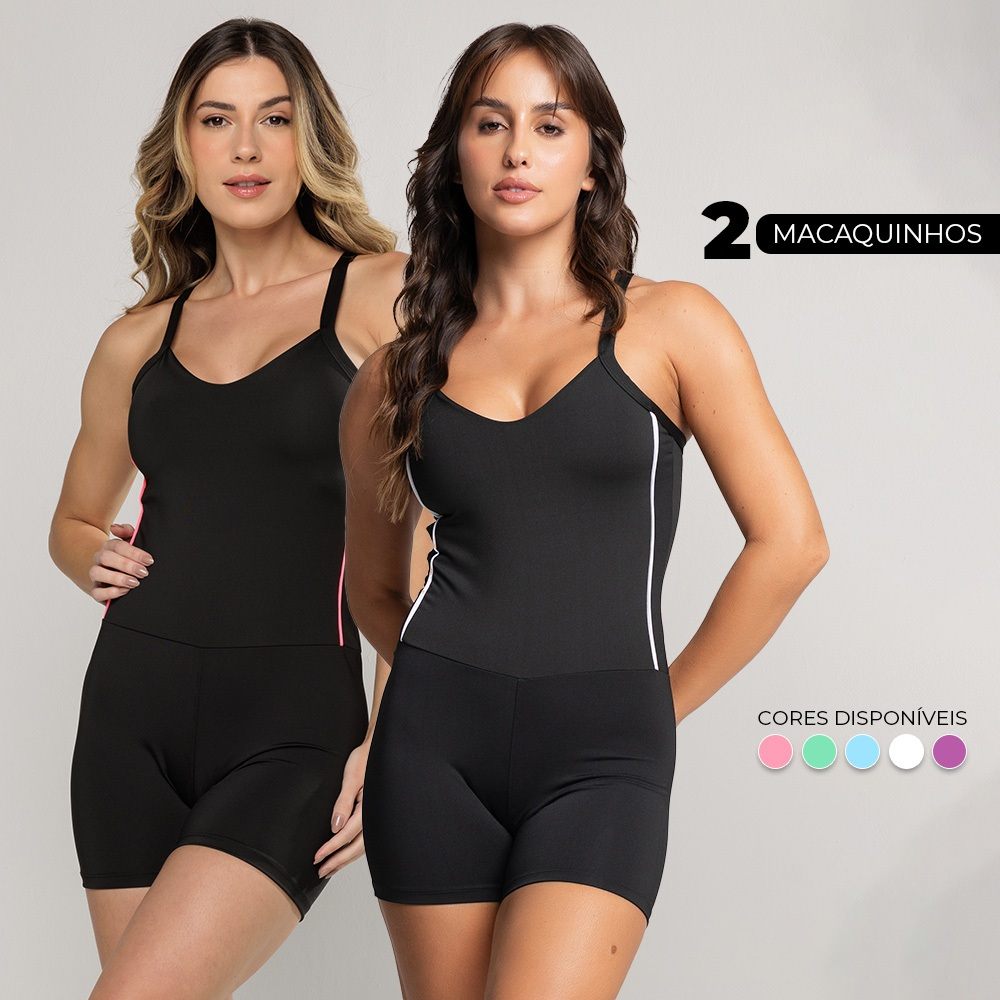 Kit 2 Macaquinhos Fitness Neon para Academia – Conforto e Estilo