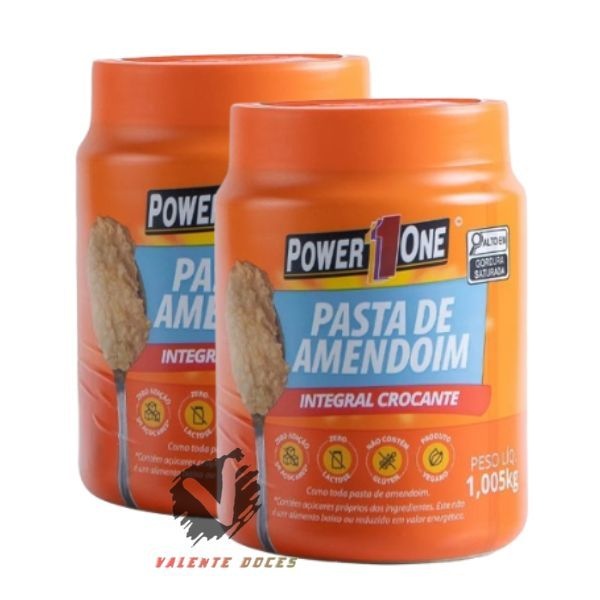 Kit 2 Pastas de Amendoim Crocante Power One 1kg – Zero Açúcares e Lactose
