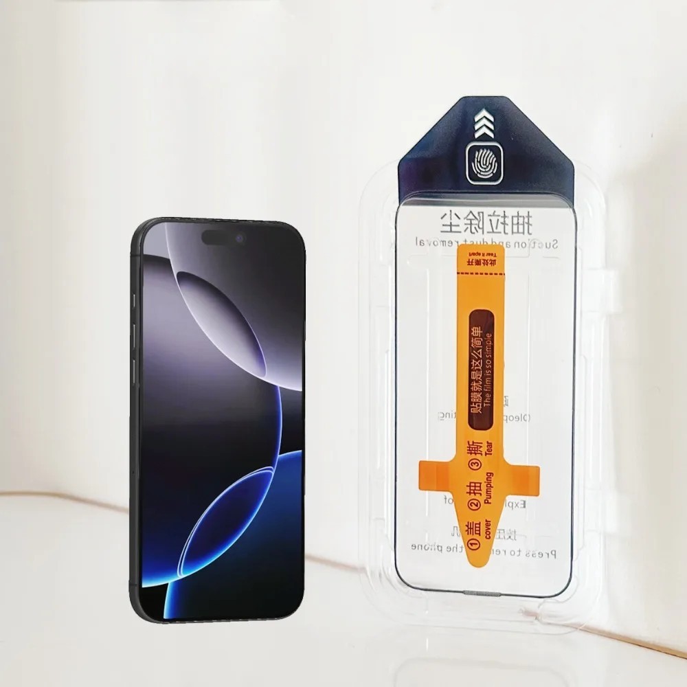 Kit 2 Películas iPhone 16 e 17 Com Aplicador – Vidro Temperado Sem Poeira