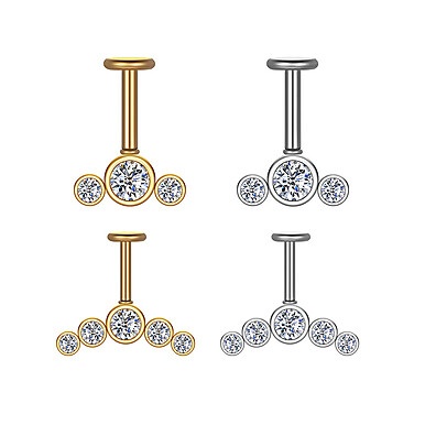 Kit 2 Piercings Labret Aço Cirúrgico com Strass - Ideal para Helix, Nariz e Mais