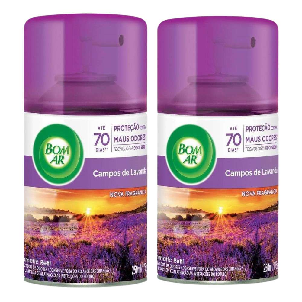 Kit 2 Refis Lavanda Bom Ar Freshmatic 250ml: Combate Odores e Perfuma Ambientes