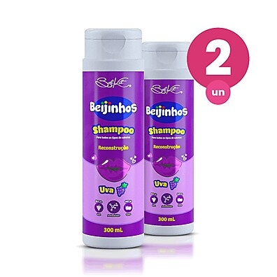 Kit 2 Shampoos Beijinhos Uva 300ml – Hidratação e Perfume Doce