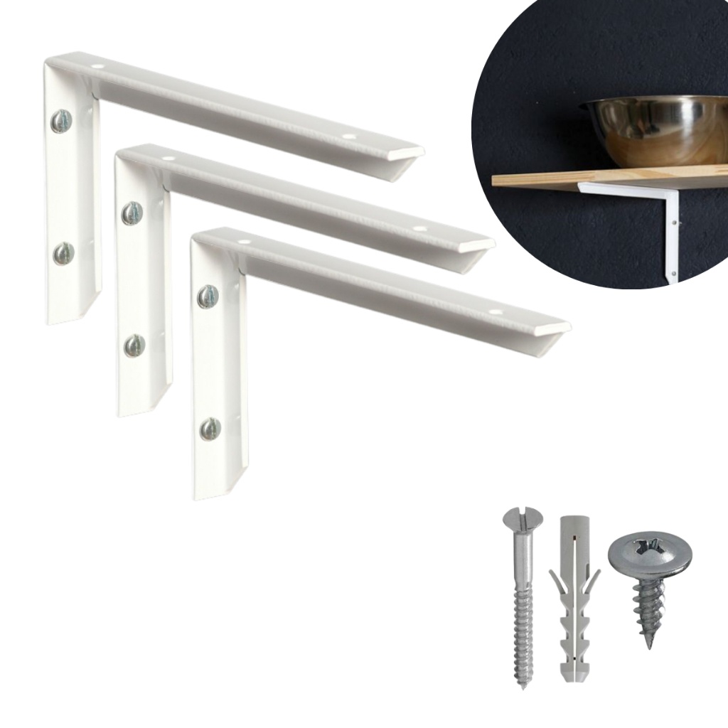 Kit 2 Suportes Master Leve 30 cm para Prateleira – Branco/Preto + Instalação
