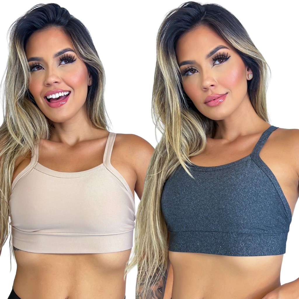 Kit 2 Top Cropped Feminino para Academia e Praia
