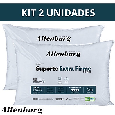 Kit 2 Travesseiros Altenburg Extra Firme: Suporte Ideal para Dormir de Lado