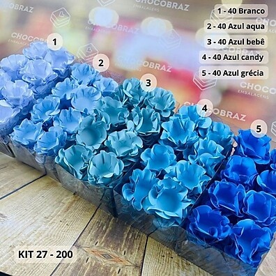 Kit 200 Forminhas Doces Festa Azul Bebê + Candy + Branco
