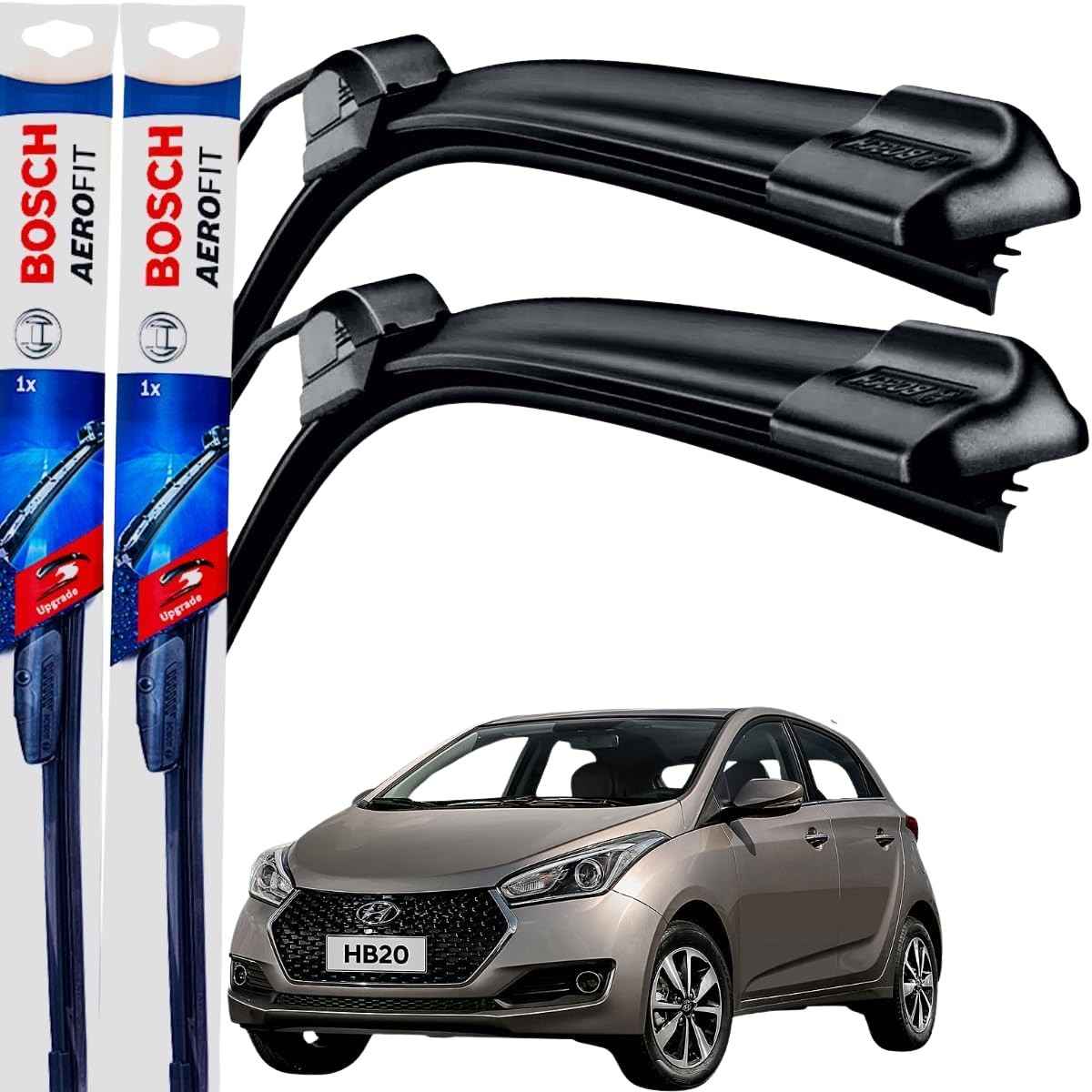 Kit 2 Palhetas Limpador Parabrisa Dianteiro Bosch HB20 2013-2019 Original