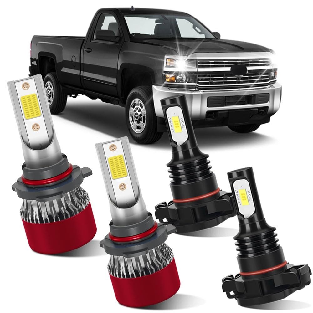 Kit Lâmpadas LED Farol Alto e Neblina Chevrolet Silverado 2500/3500HD 2020-2021 - 800% Mais Brilho
