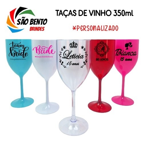Kit 25 Taças de Vinho Acrílico Personalizáveis 340ml – Ideal para Eventos
