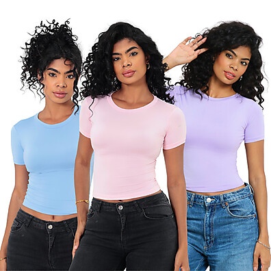 KIT 3 Baby Tee Feminina Slim Fit - Conforto e Estilo
